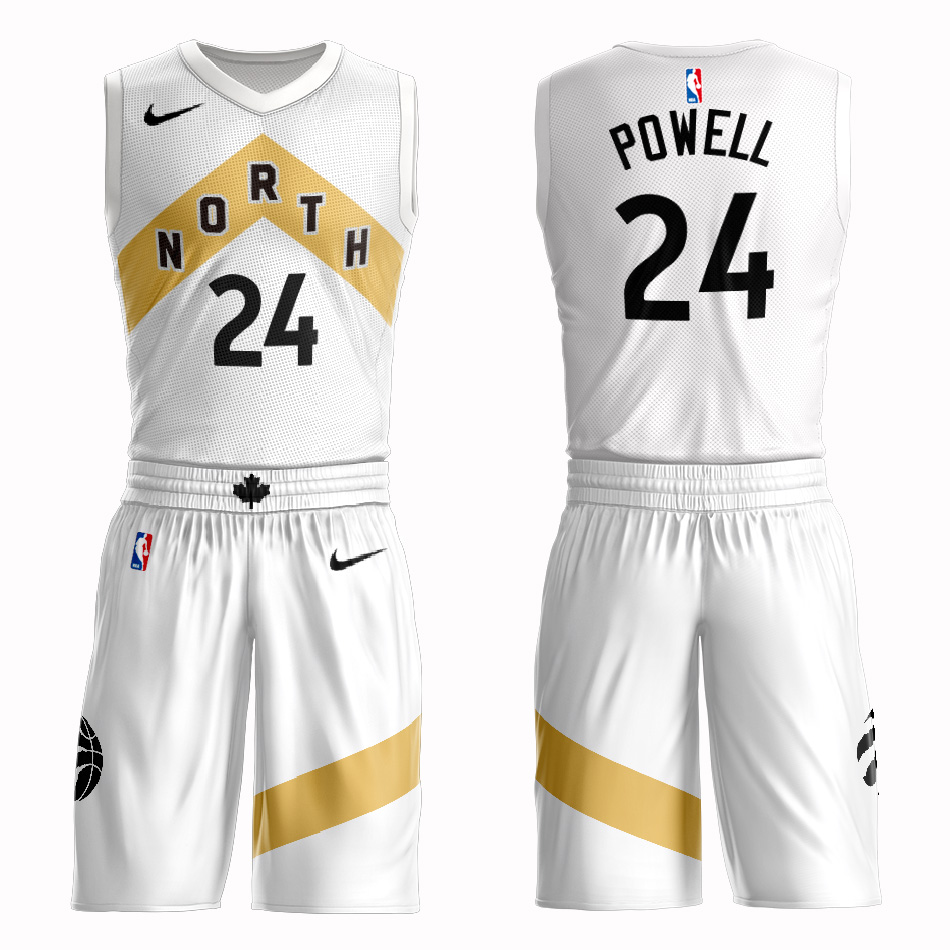 Customized 2019 Men Toronto Raptors 24 powell white NBA Nike jersey